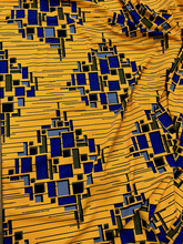 Load image into Gallery viewer, Beautiful Design African Print in Spandex Fabric- Yellow, Royal Blue
