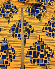 Load image into Gallery viewer, Beautiful Design African Print in Spandex Fabric- Yellow, Royal Blue
