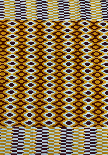 African Kente Print; Golden Yellow, Red
