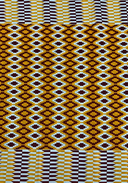 African Kente Print; Golden Yellow, Red
