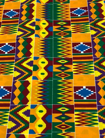 African Kente Fabric; Multi-color