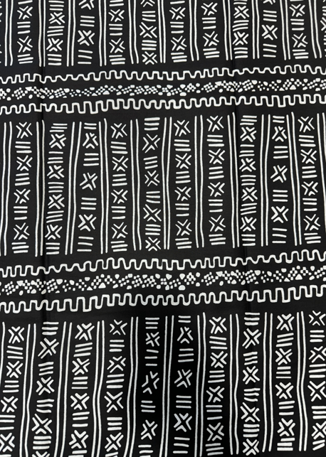 Mudcloth Traditiona Ankara Wax l Wrapper Print- Black and White