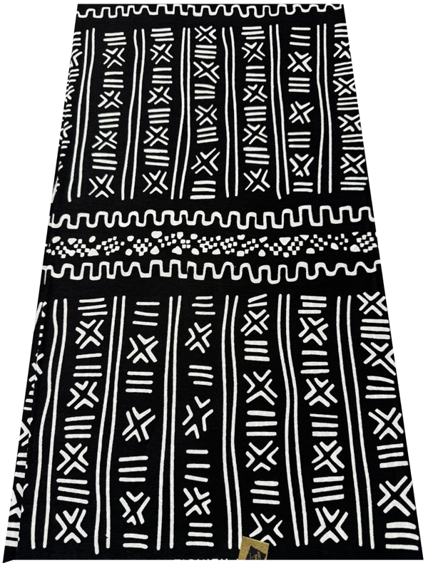Mudcloth Traditiona Ankara Wax l Wrapper Print- Black and White