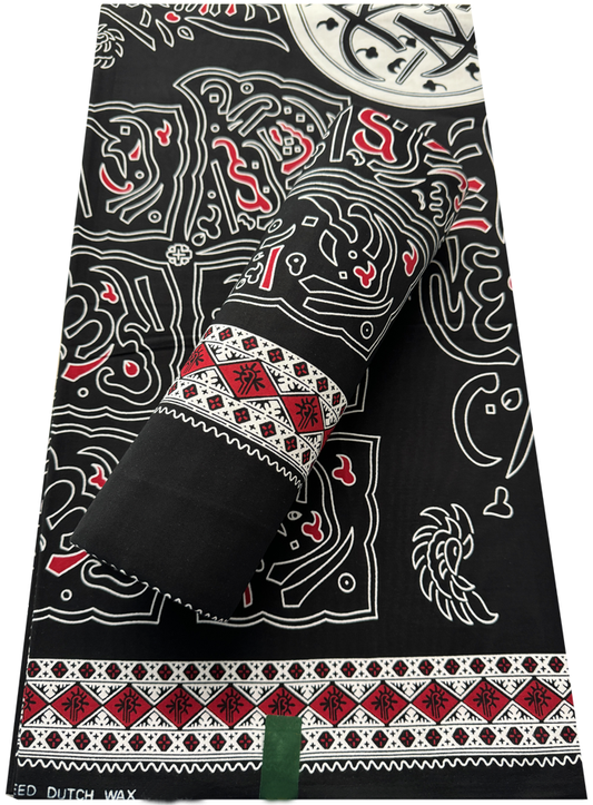 Veritable Wax Super Real Dutch Ankara Print- Black, Red, White