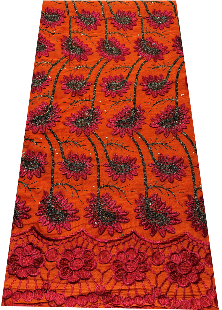 Stone-Brick, Dark-Red, Metallic Red-Nigerian  Swiss Voile Lace -3D
