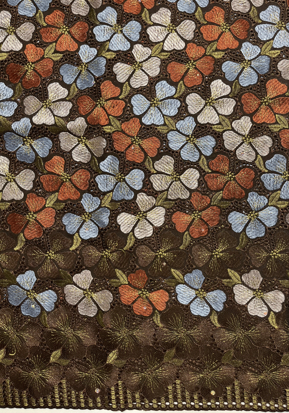 Multi-Color Cotton Swiss Voile Lace- Brown, Stone-Brick, Mustard-Green, Purple-Blue, Light-Pink