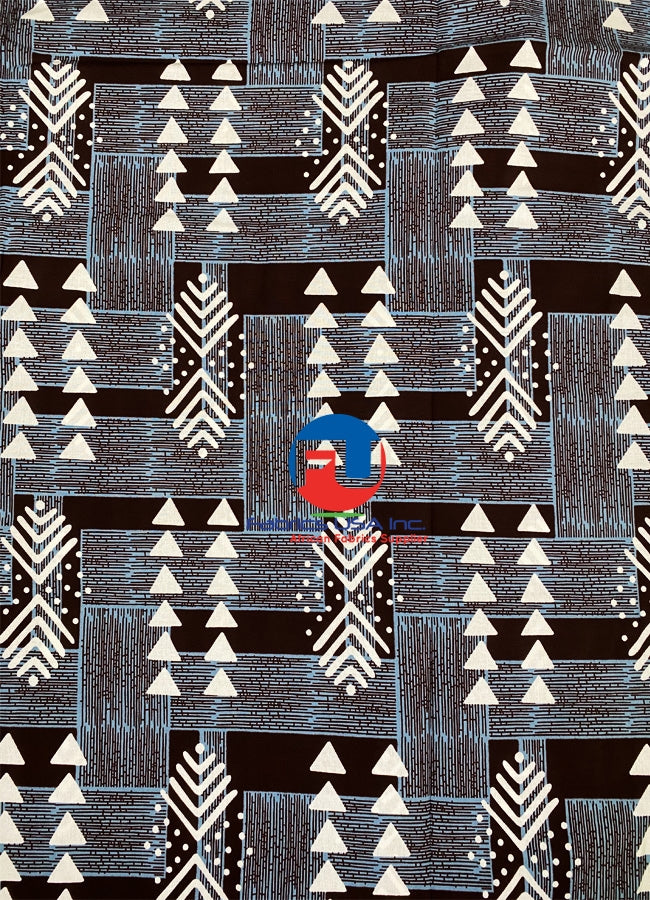 By the Yard African Ankara Exclusive Design-White ,Bungundy,Smoky-Blue