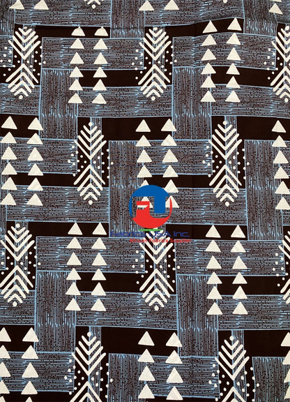 By the Yard African Ankara Exclusive Design-White ,Bungundy,Smoky-Blue