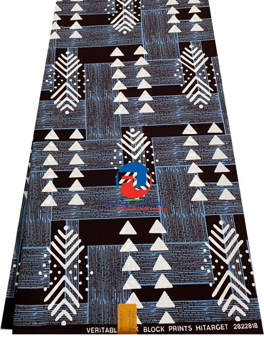 By the Yard African Ankara Exclusive Design-White ,Bungundy,Smoky-Blue