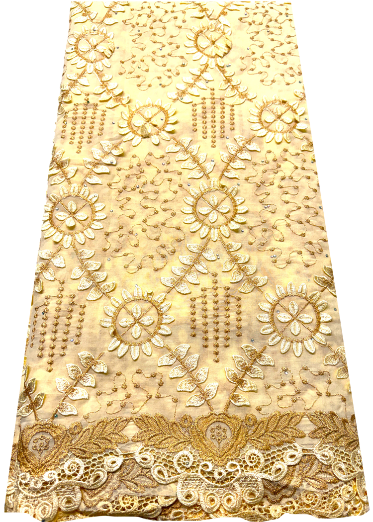 Exclusive Design Swiss Voile Lace-Dark Ivory Cream and Metallic Gold