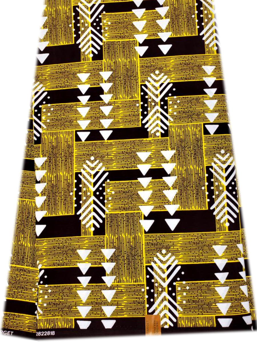 African Ankara Exclusive Design- Golden-Brown,Yellow,Burgundy,White