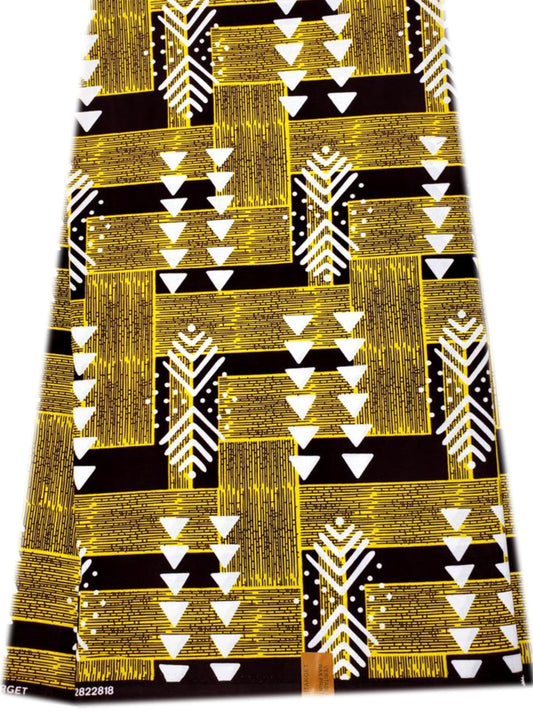 African Ankara Exclusive Design- Golden-Brown,Yellow,Burgundy,White