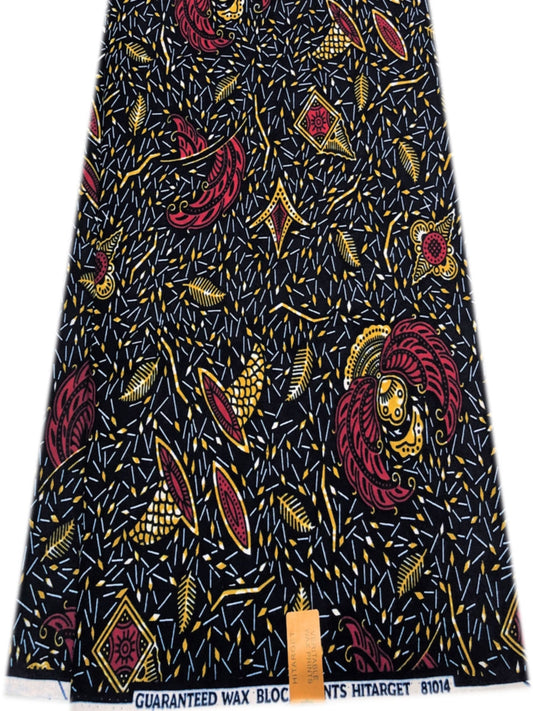 African Wax Print - Red, Blue,Beige,White