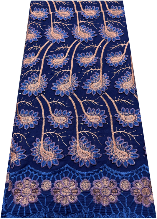 High End Super Quality Swiss Voile Lace- Navy-Blue, Peach and Purple