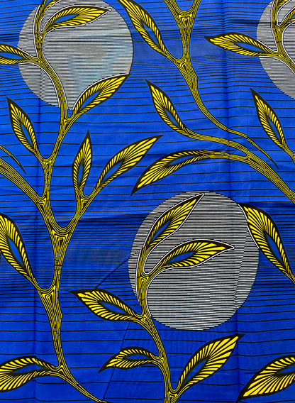 African Hollandais Print-Blue & Yellow-gold