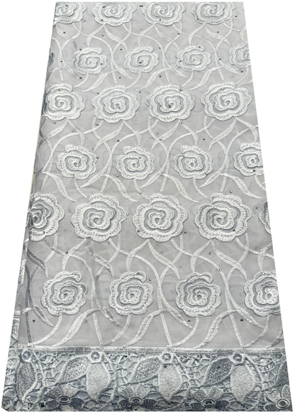 Exclusive Swiss Voile Lace- White with tiny Stone