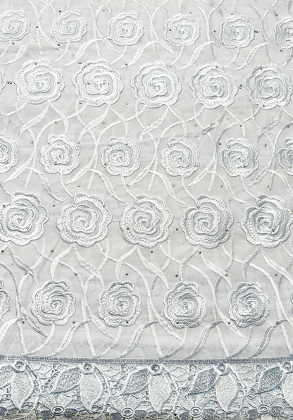 Exclusive Swiss Voile Lace- White with tiny Stone