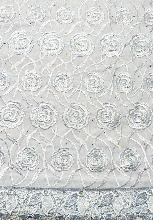 Exclusive Swiss Voile Lace- White with tiny Stone