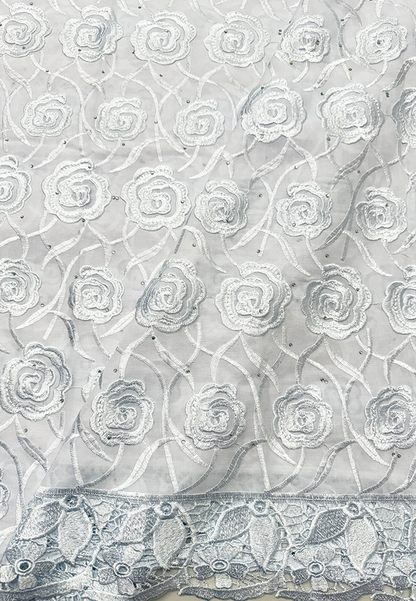 Exclusive Swiss Voile Lace- White with tiny Stone