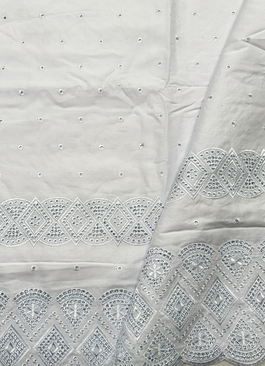 Dry Swiss Cotton Voile Lace Fabric-White