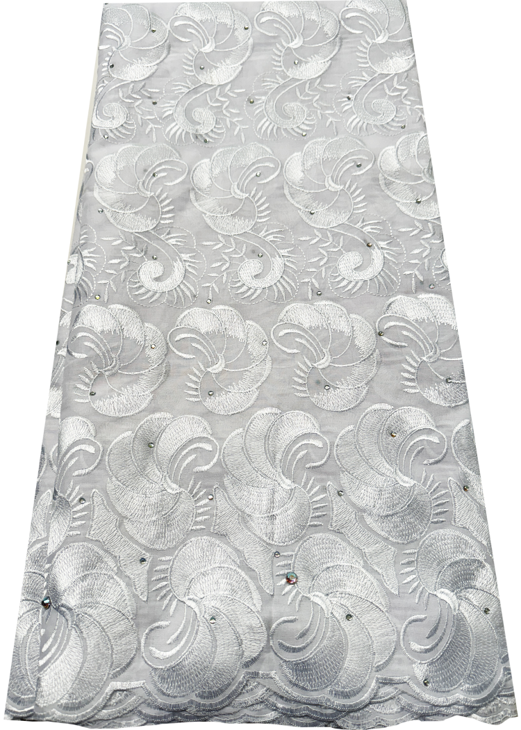 Cotton Swiss Voile  Lace Wrapper 100% Cotton- White