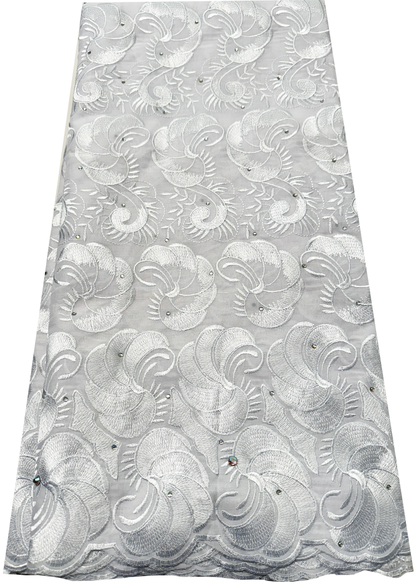 Cotton Swiss Voile  Lace Wrapper 100% Cotton- White