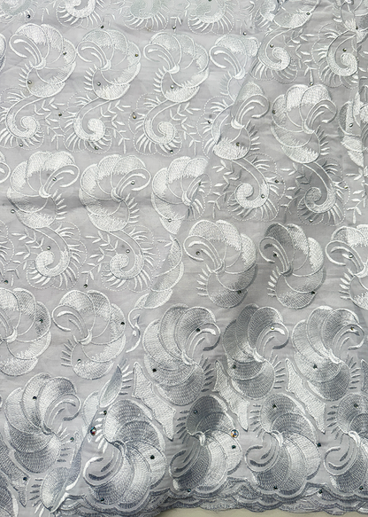 Cotton Swiss Voile  Lace Wrapper 100% Cotton- White