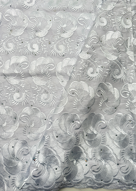 Cotton Swiss Voile  Lace Wrapper 100% Cotton- White