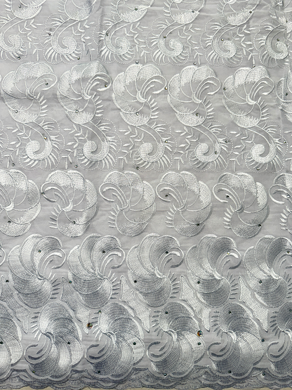 Cotton Swiss Voile  Lace Wrapper 100% Cotton- White