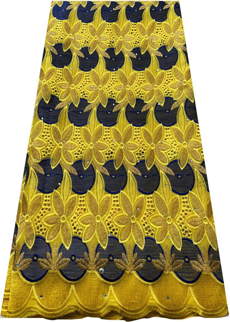 Yellow, Azure Blue, Gold -High End Swiss Voile Lace