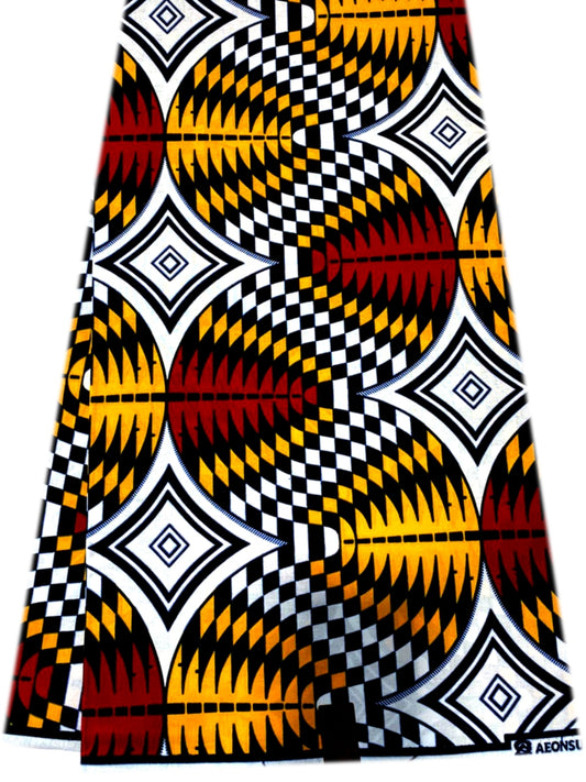 African Ankara Exclusive Design-Yellow-gold,Red,White,Black